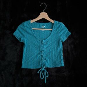 Juniors croped top with lace-up front